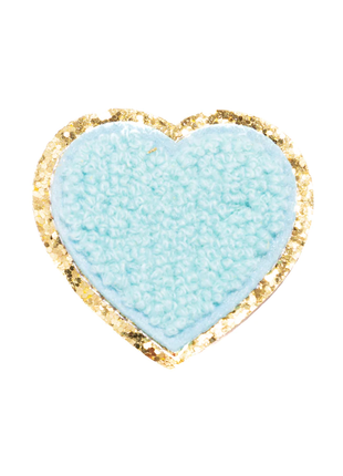 Becco Bags Chenille Sparkle Heart Patch (Aqua)