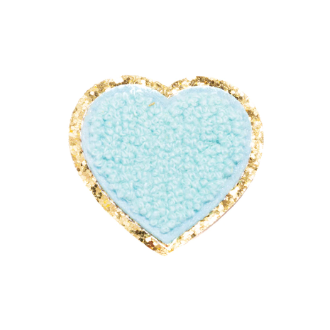 Becco Bags Chenille Sparkle Heart Patch (Aqua)