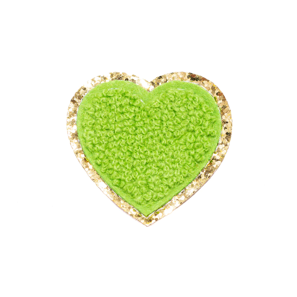 Becco Bags Chenille Sparkle Heart Patch (Green)