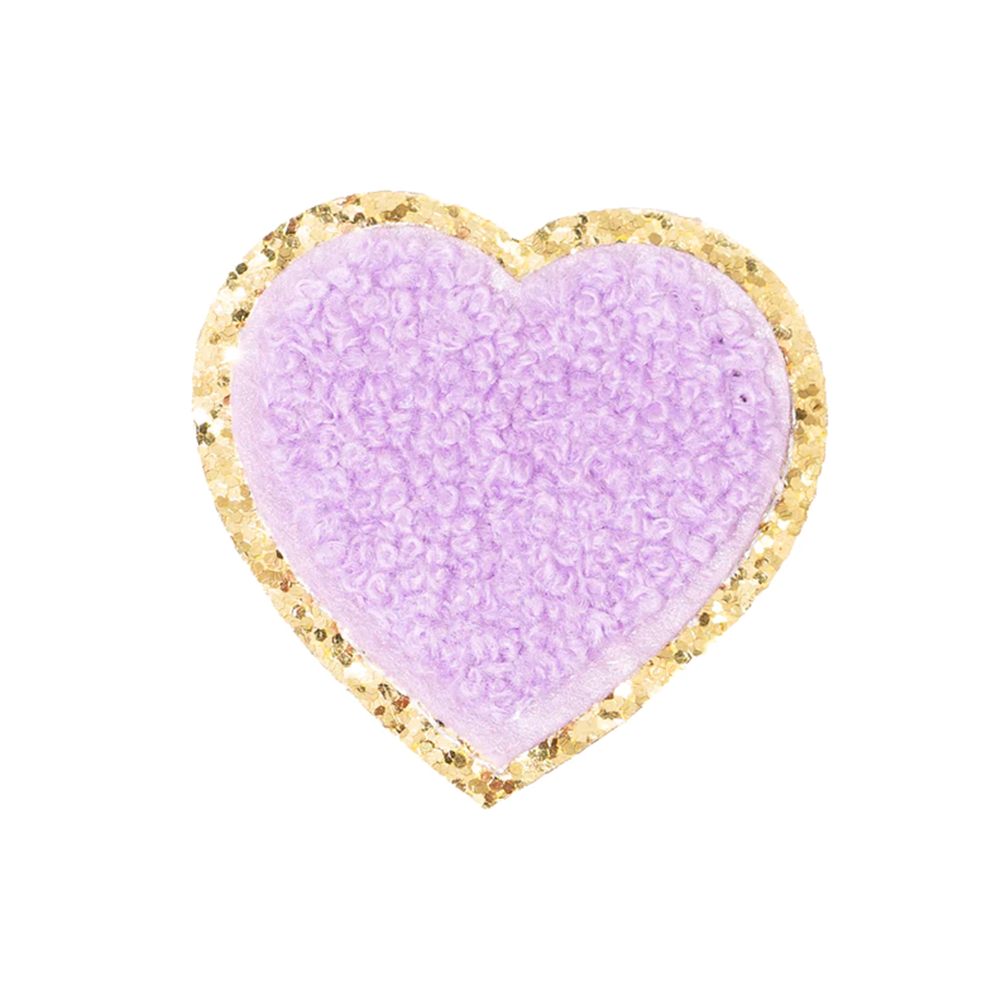 Becco Bags Chenille Sparkle Heart Patch (Purple)