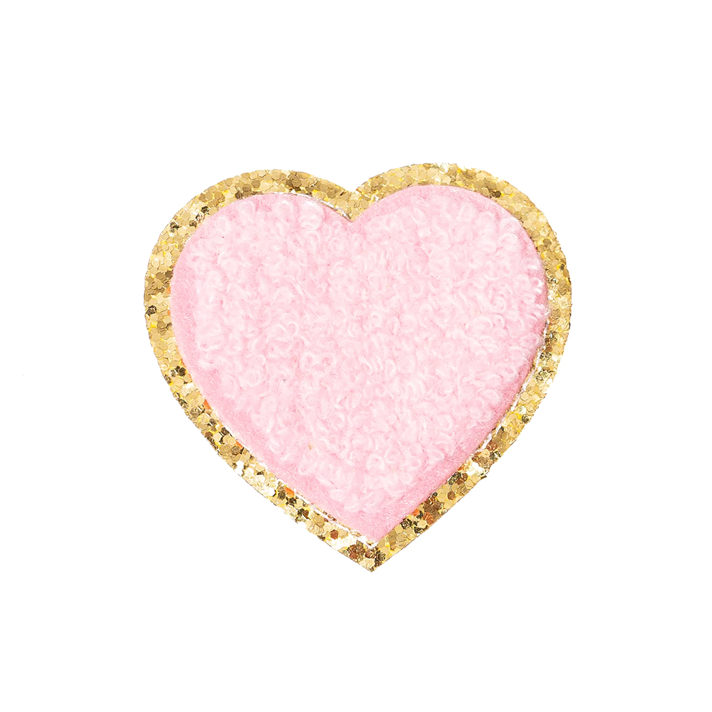 Becco Bags Chenille Sparkle Heart Patch (Pink)