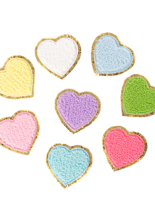 Becco Bags Chenille Sparkle Heart Patches (Assorted Colors)