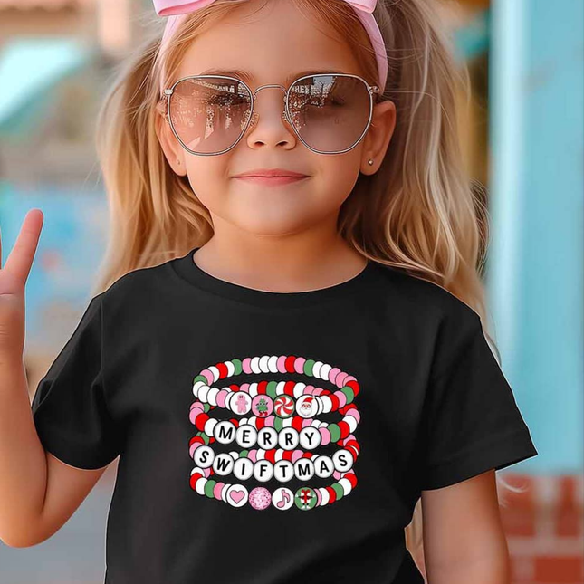 Khristee Taylor Merry Swiftmas Kids Graphic Tee Black