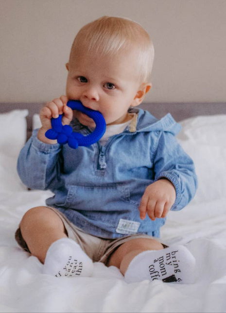 Model Wearing Dorothy's Reason If You Can Read This Bring My Mom A Coffee® Baby Socks Gifts