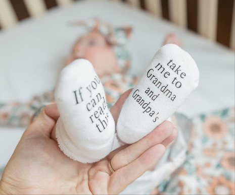Dorothy's Reason Take Me To Grandma and Grandpas Baby Socks | Grandparents