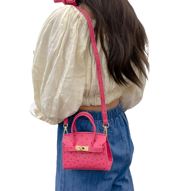 Model Using Girls Mini Contrast Color Crossbody Bag Kelly Mini Handbag
