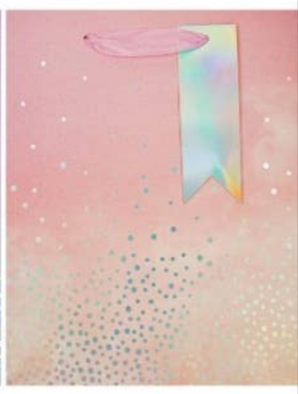 Angels Craft Everyday Gift Bag - Pastel Ombre Color with Sliver Dot Ombre Pink
