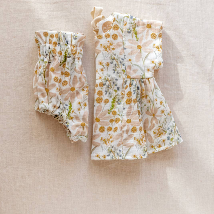 PETITE EvelinaApparel Malia Dress || Ivory & Blush Flowers With Bloomer