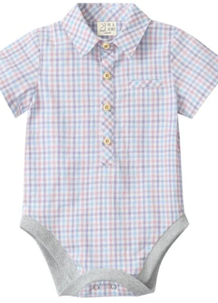 Me & Henry Helford Woven Onesie - Pink/Blue/Lilac