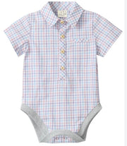 Me & Henry Helford Woven Onesie - Pink/Blue/Lilac