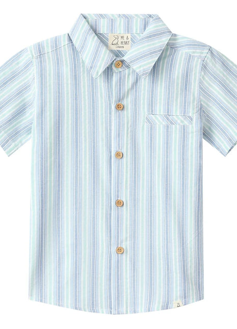 Me & Henry Newport Woven Shirt - Chambray/Mint Stripe