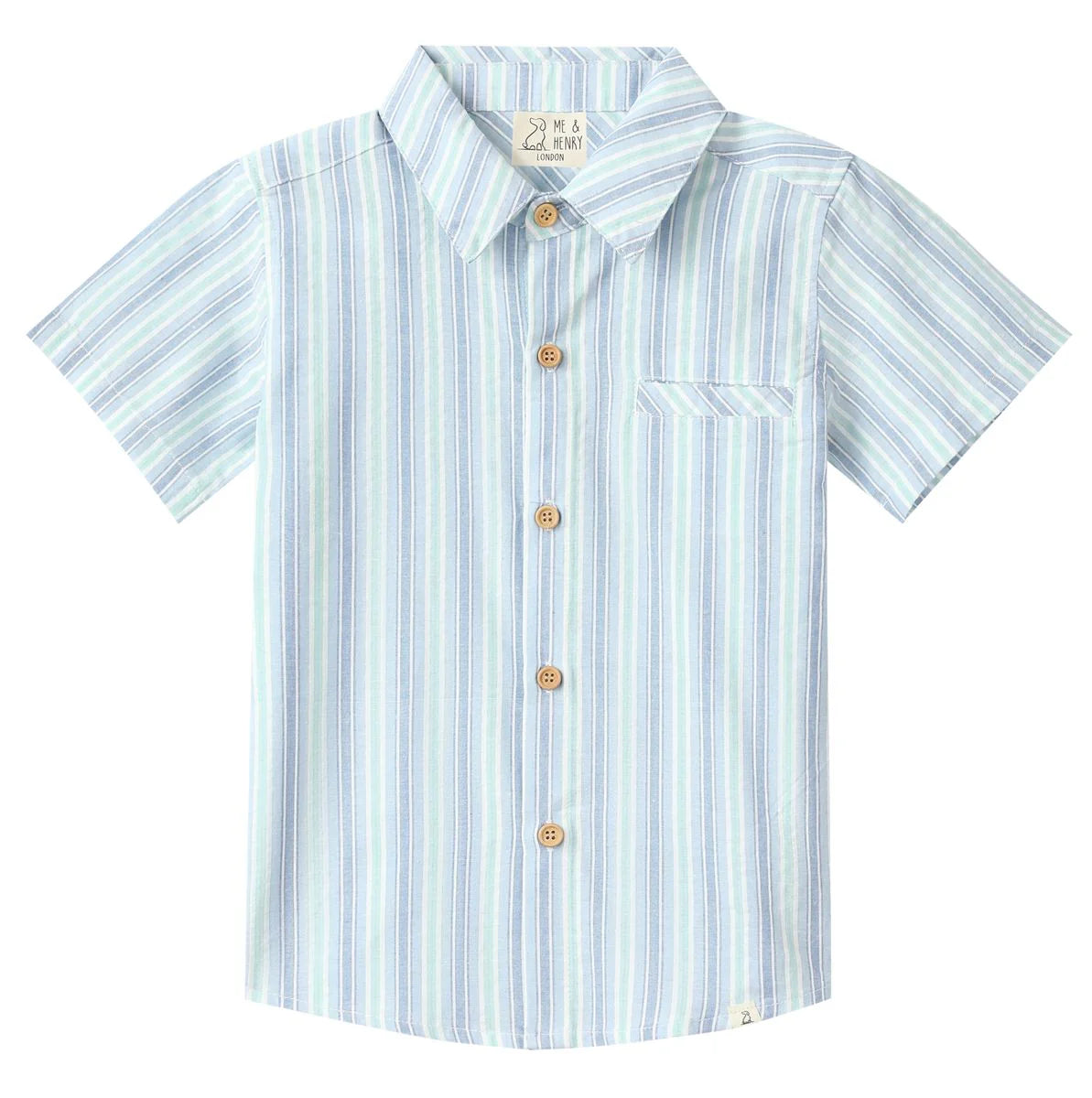 Me & Henry Newport Woven Shirt - Chambray/Mint Stripe
