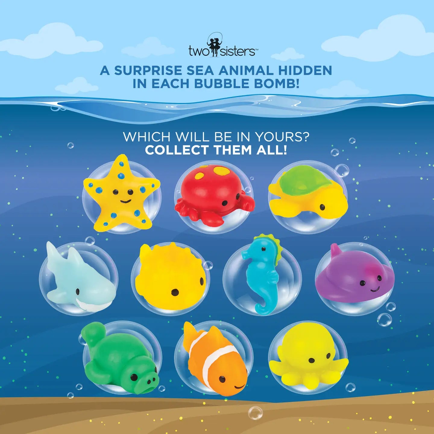 Two Sisters Spa Sea Animal Bath Bombs For Kids (6 Pack)