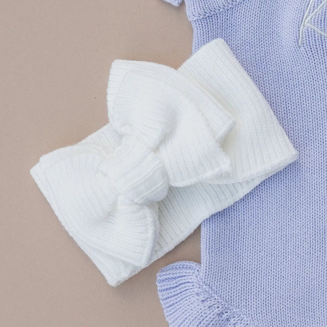 Pine Kids Ribbed Knit Bow Headband - Cloud