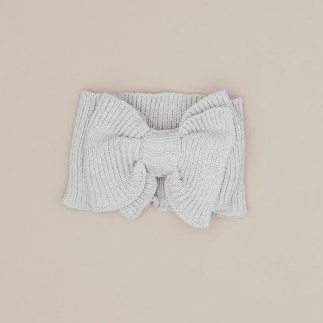 Pine Kids Ribbed Knit Bow Headband - Oat