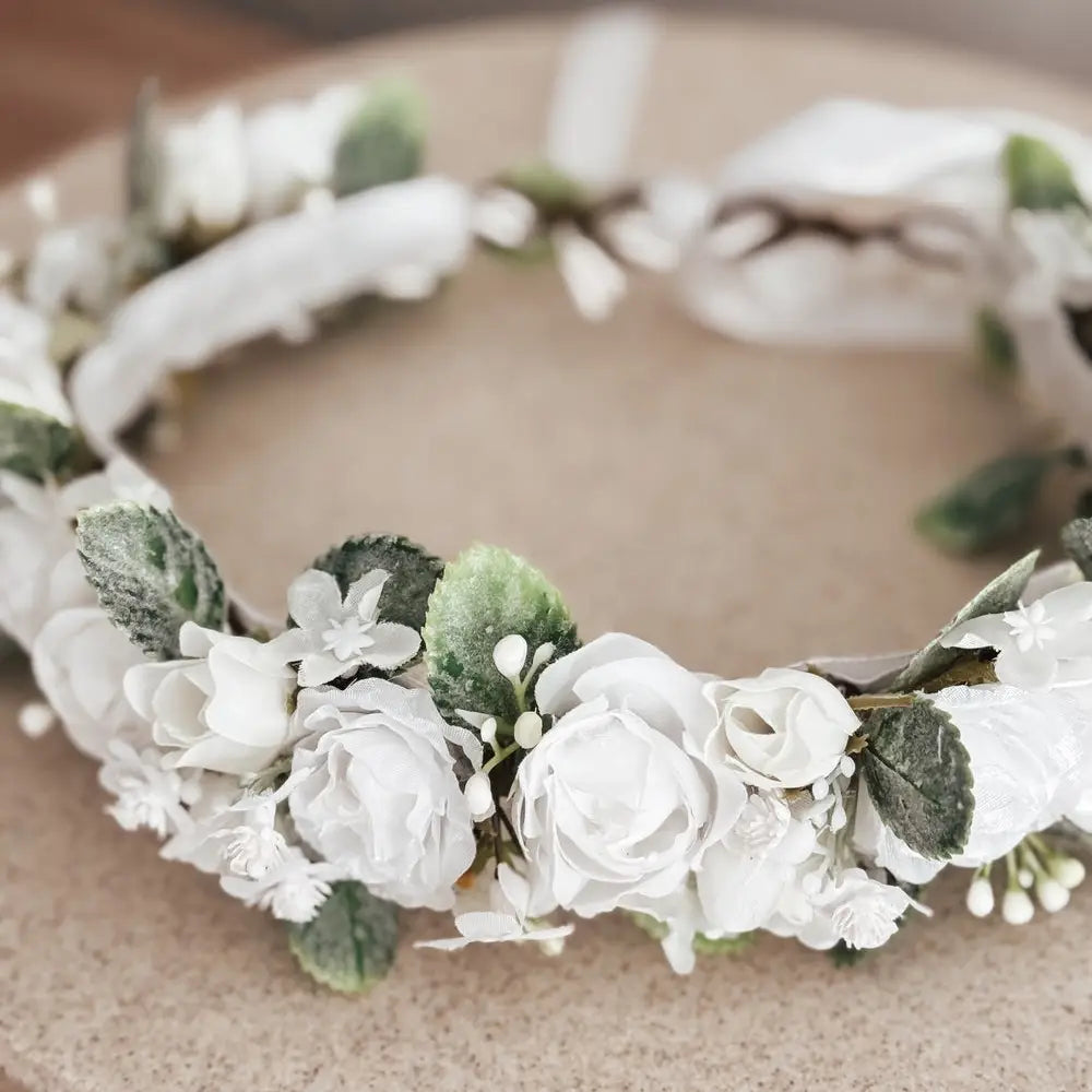 A Little Lacey Aria Girls White Flower Crown