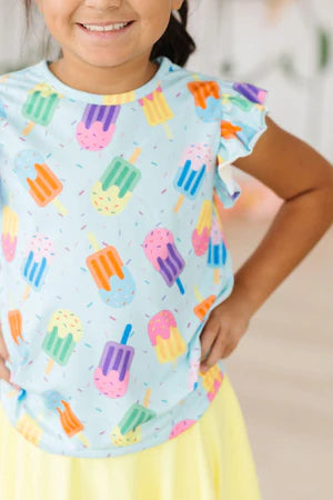 Model Wearing Mila & Rose Sweet Treat Ruffle Tee