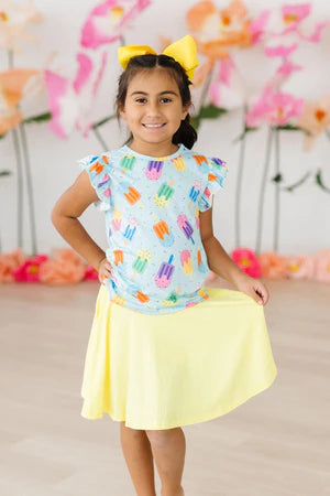 Model Wearing Mila & Rose Sweet Treat Ruffle Tee