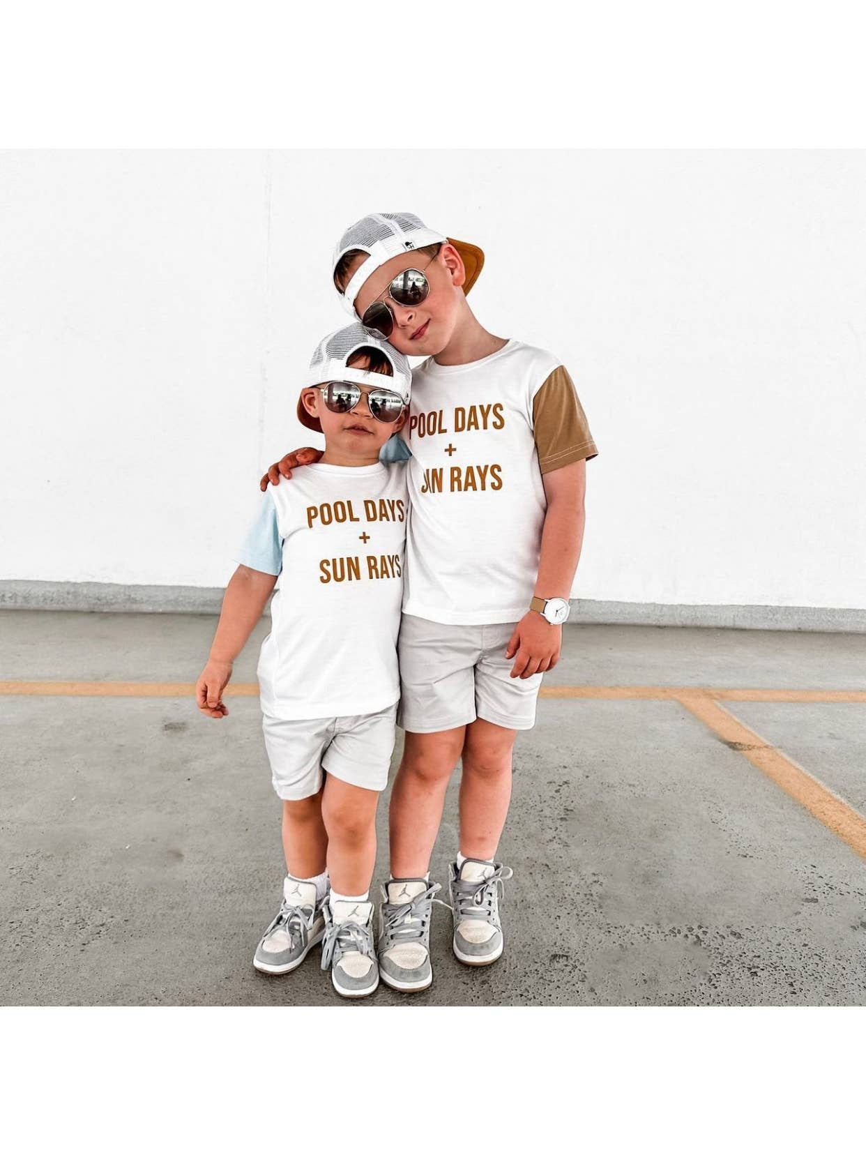 Model Wearing Holland Ave Pool Days + Sun Rays | Kids Summer Shirt