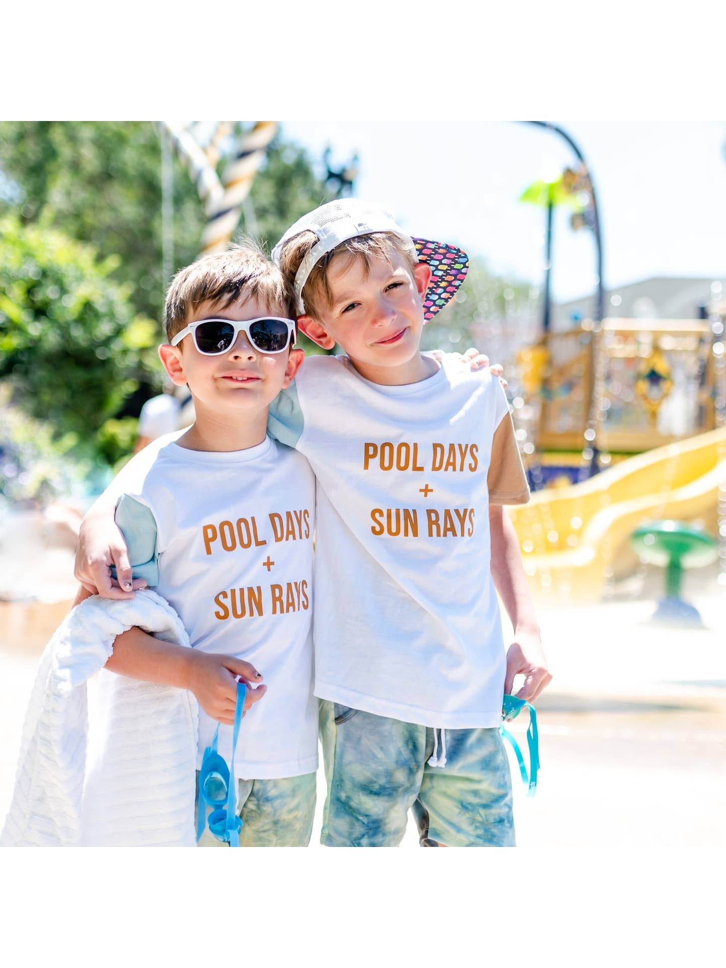 Model Wearing Holland Ave Pool Days + Sun Rays | Kids Summer Shirt
