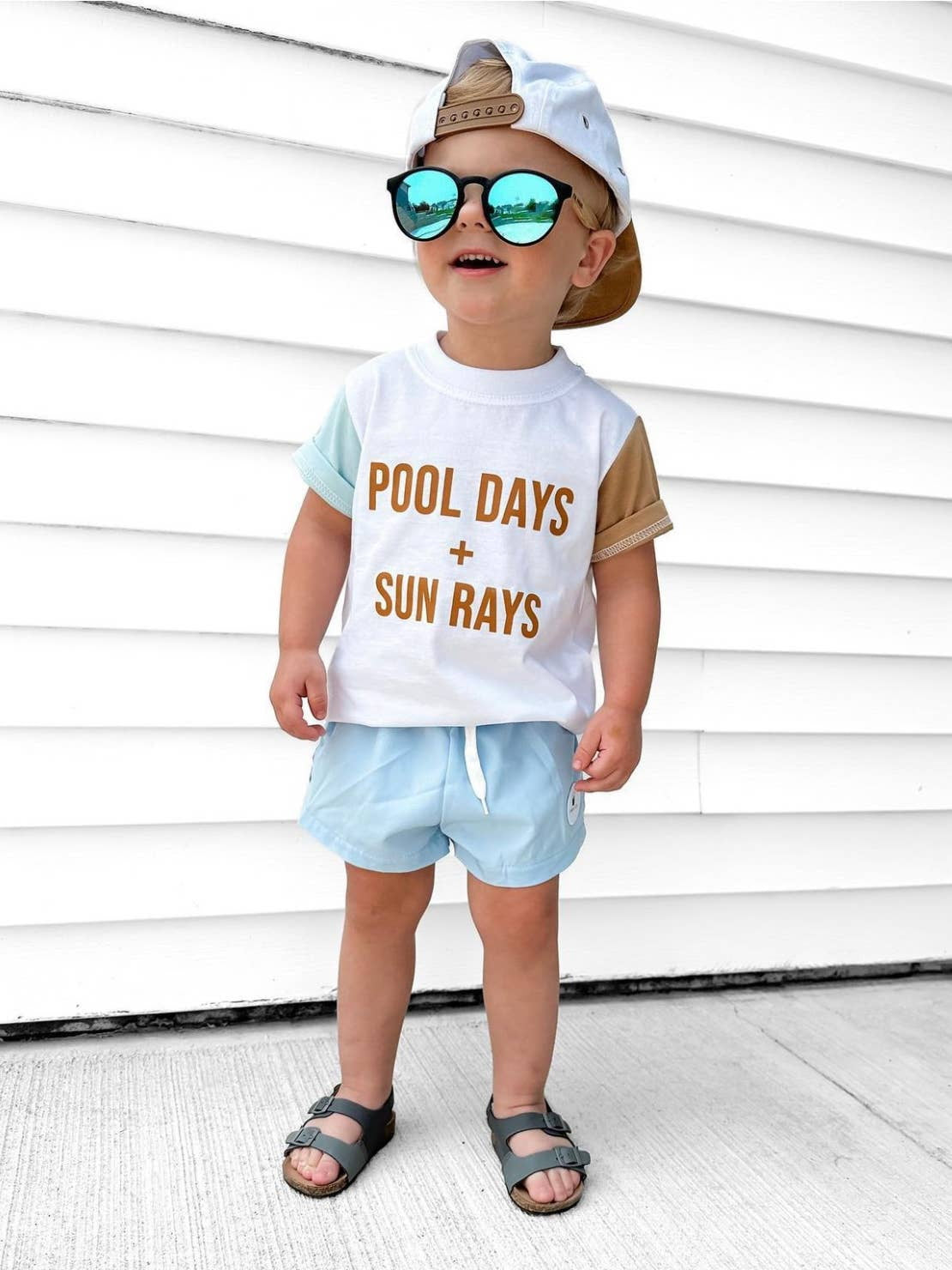 Model Wearing Holland Ave Pool Days + Sun Rays | Kids Summer Shirt