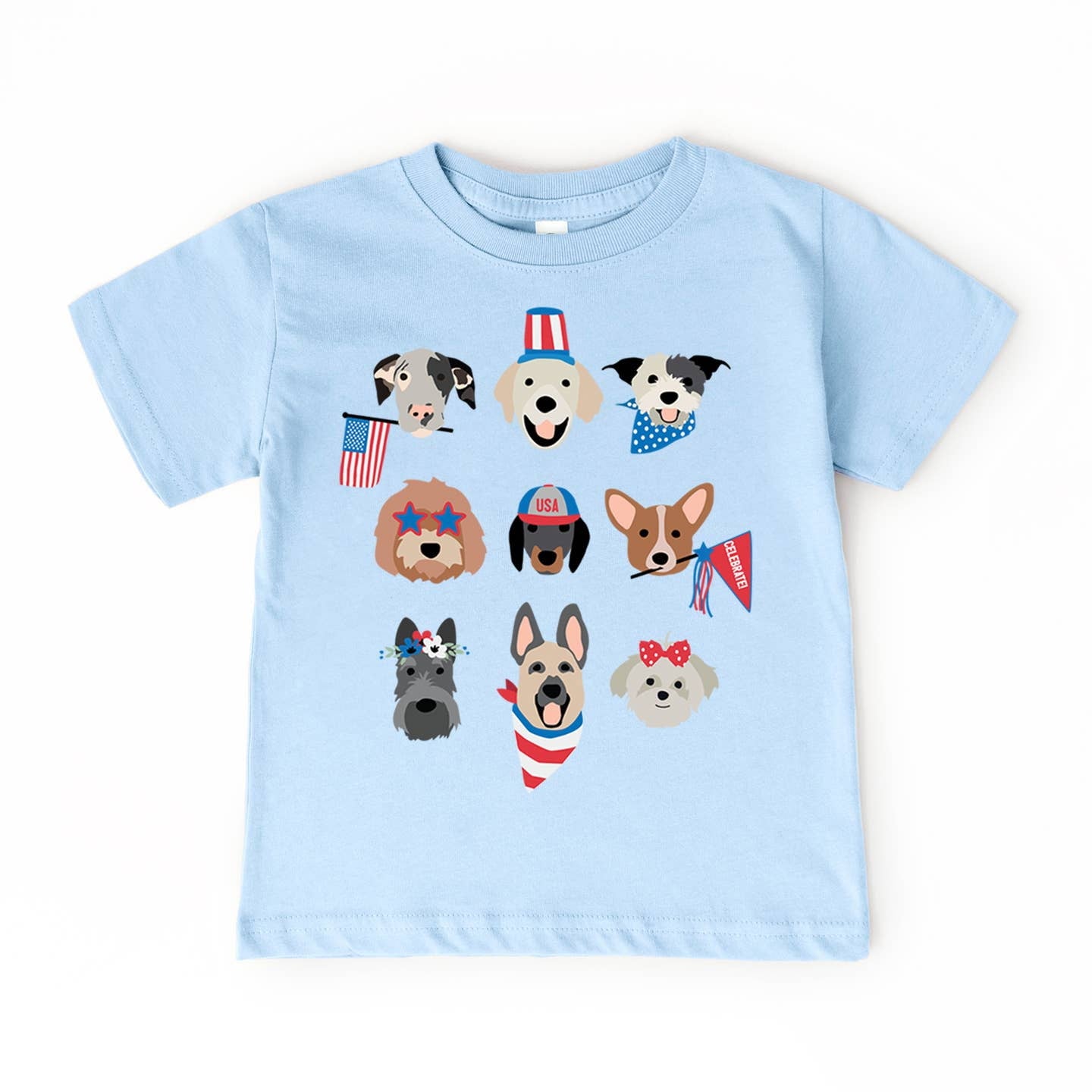 Holland Ave Patriotic Dog Kids Graphic Tee | 4th of July Shirt