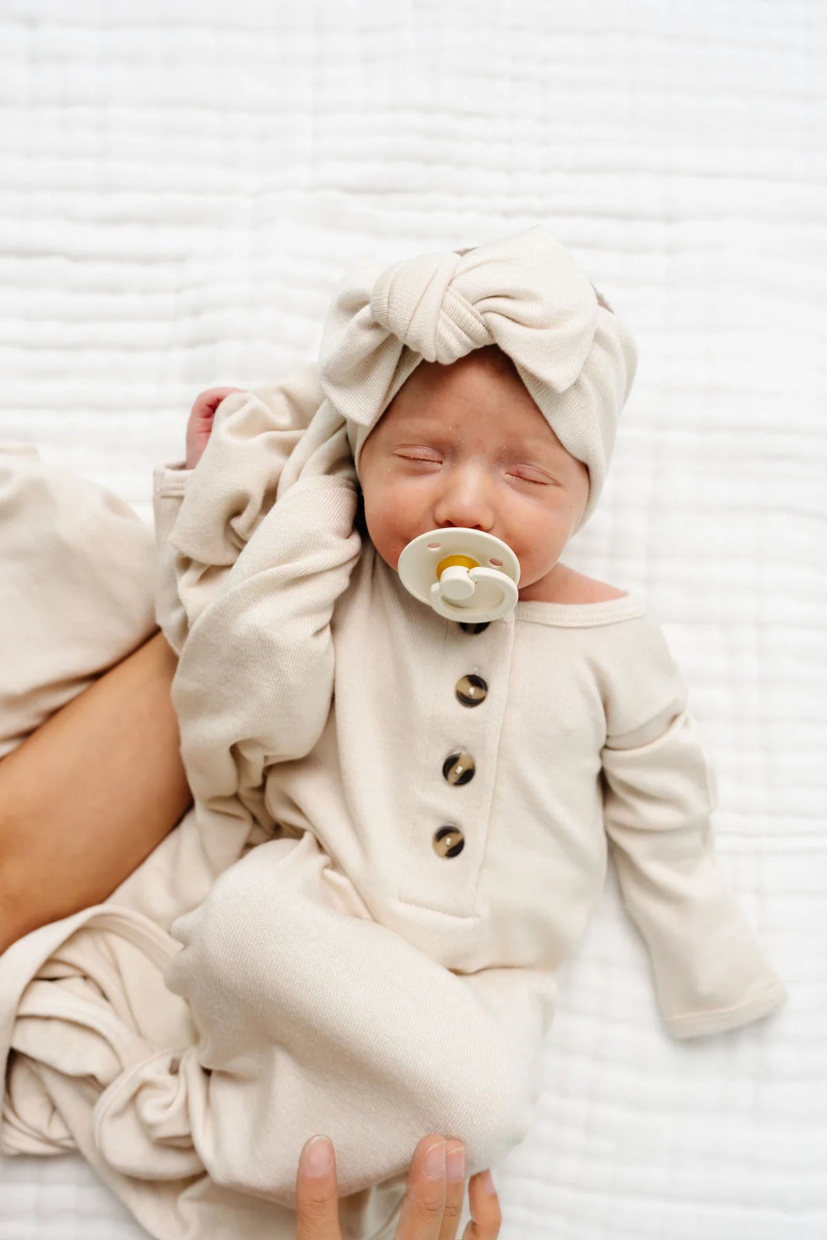 Model Wearing Lou Lou & Company Dakota Plush Knit Knotted Gown