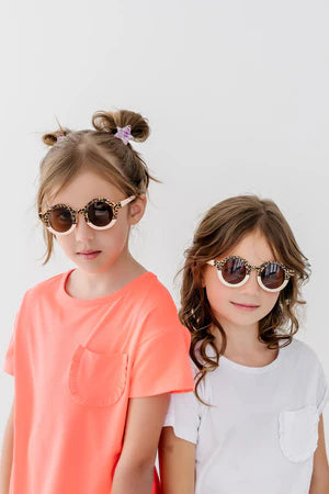 Model Wearing Mila & Rose Wild One Sunnies Cream & Peach 