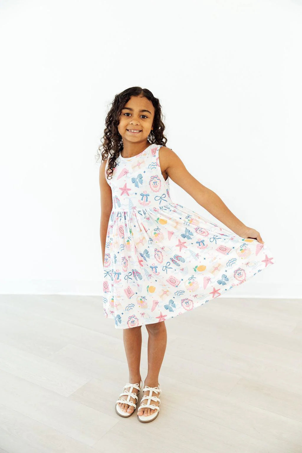 Model Wearing Mila & Rose Seaside Sweetheart Tank Twirl Dress