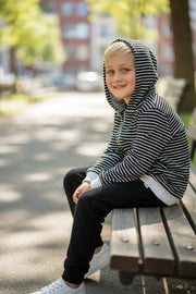 Model Wearing Me & Henry Bellamy Hooded Top