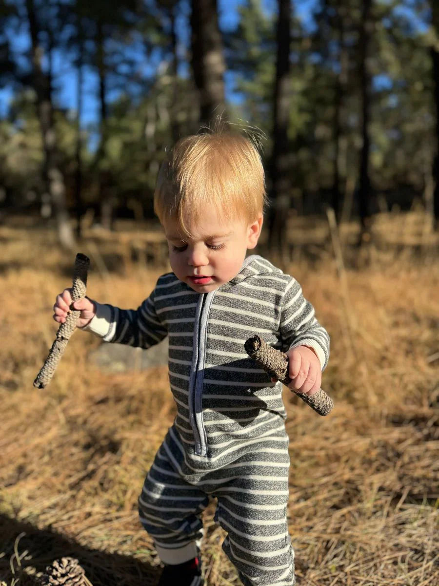 Model Wearing Me & Henry Steffano Hooded Romper