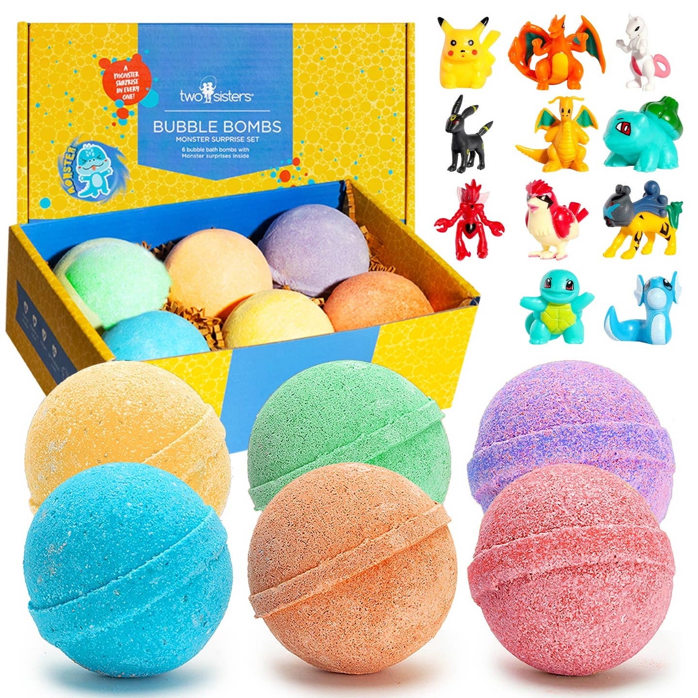 Two Sisters Spa Monster Bath Bombs Gift Set For Kids (6 Pack)