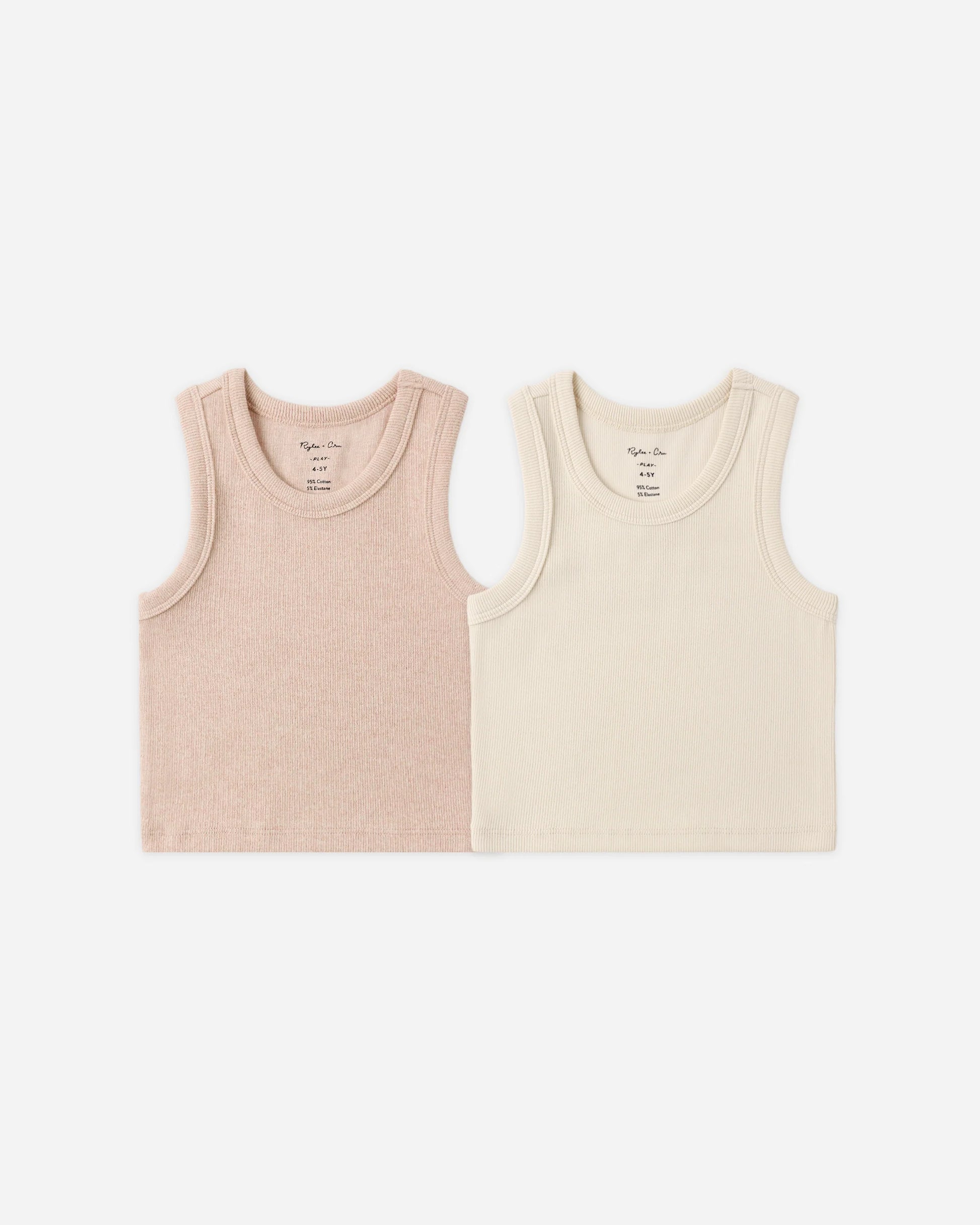 Rylee & Cru Ribbed Tank Set || Shell & Heathered Blush