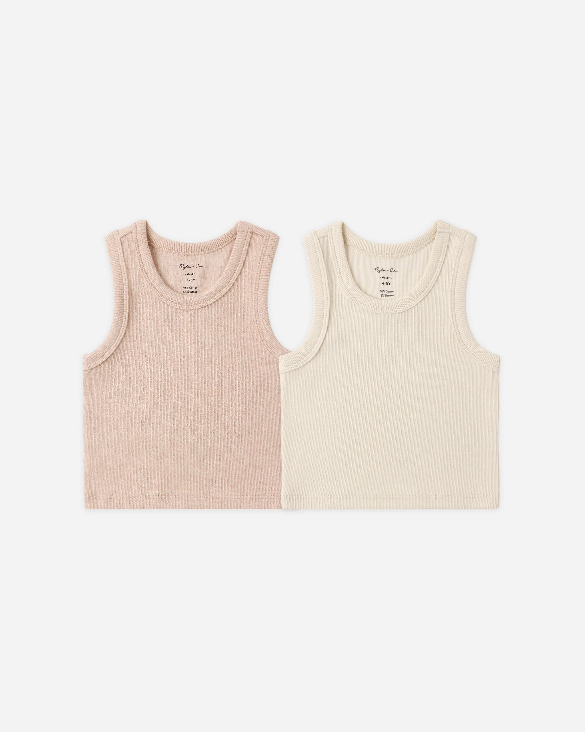 Rylee & Cru Ribbed Tank Set || Shell & Heathered Blush