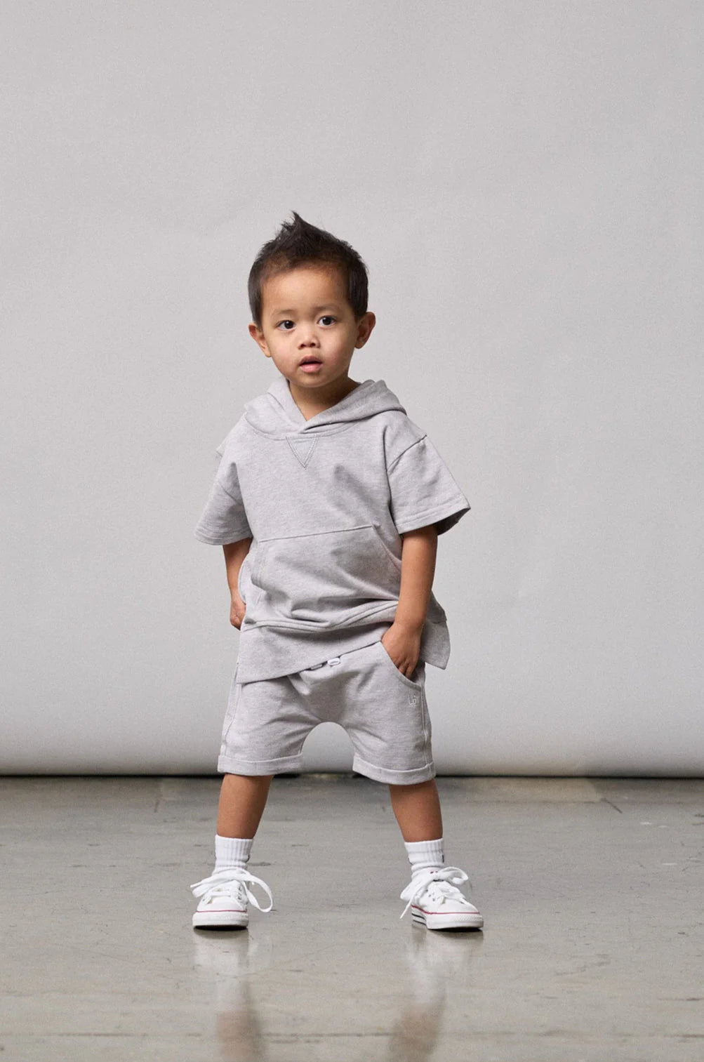 Model Wearing Little Bipsy Harem Short - Grey