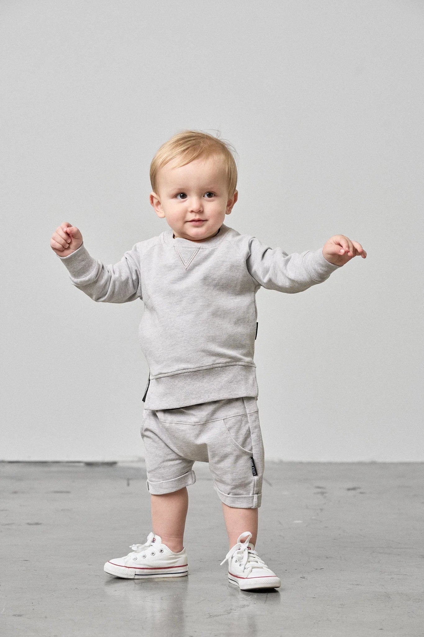 Model Wearing Little Bipsy Harem Short - Grey