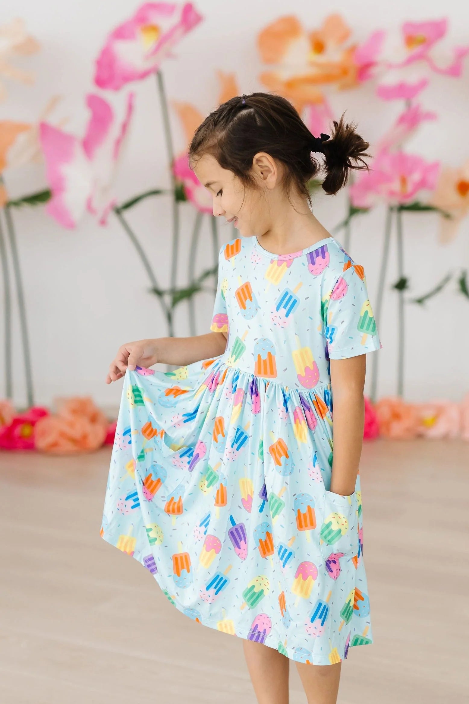 Model Wearing Mila & Rose Sweet Treat S/S Pocket Twirl Dress