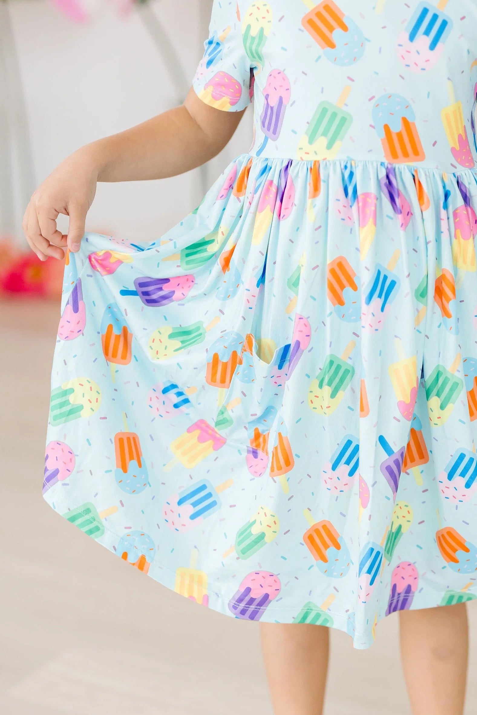 Model Wearing Mila & Rose Sweet Treat S/S Pocket Twirl Dress