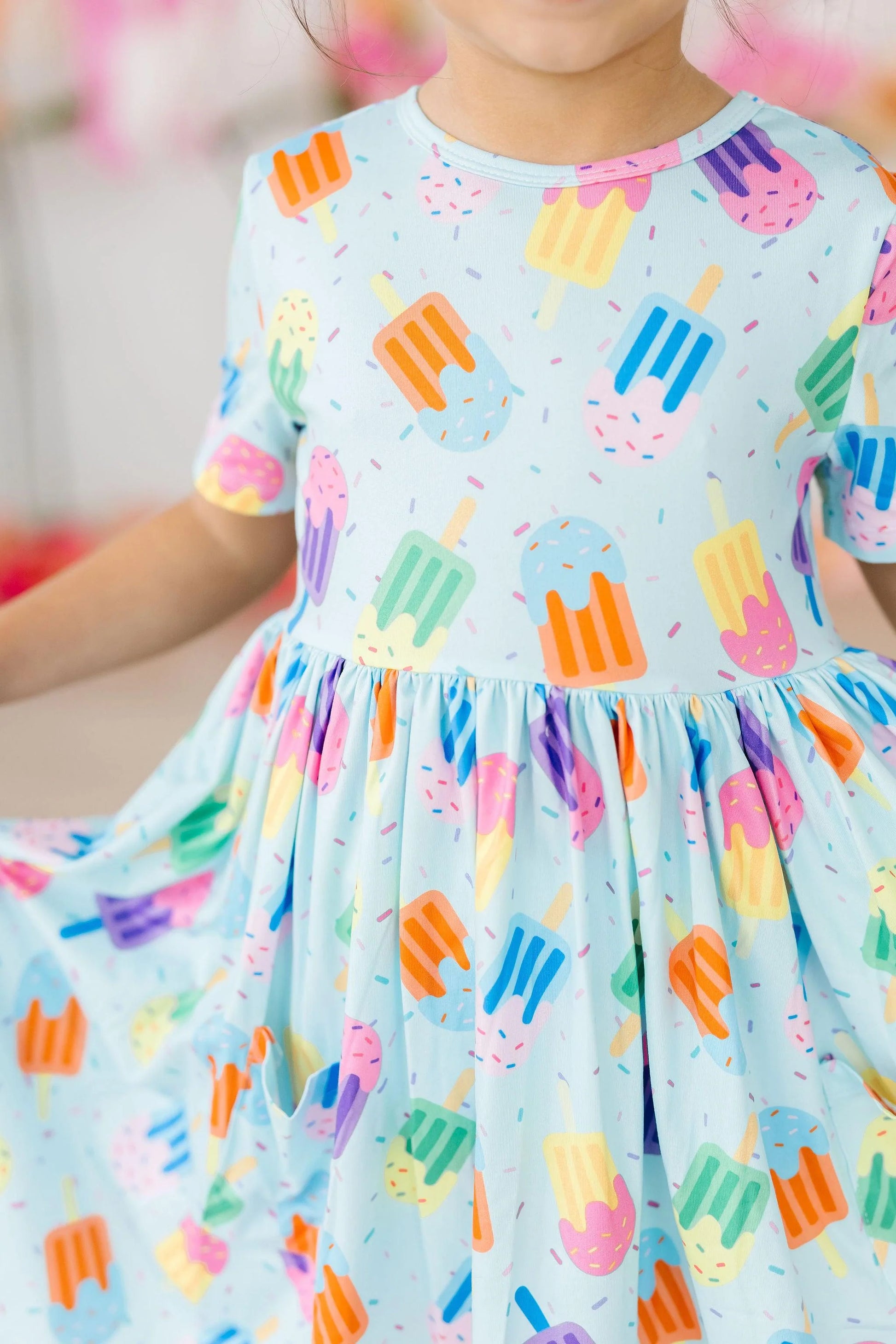 Model Wearing Mila & Rose Sweet Treat S/S Pocket Twirl Dress