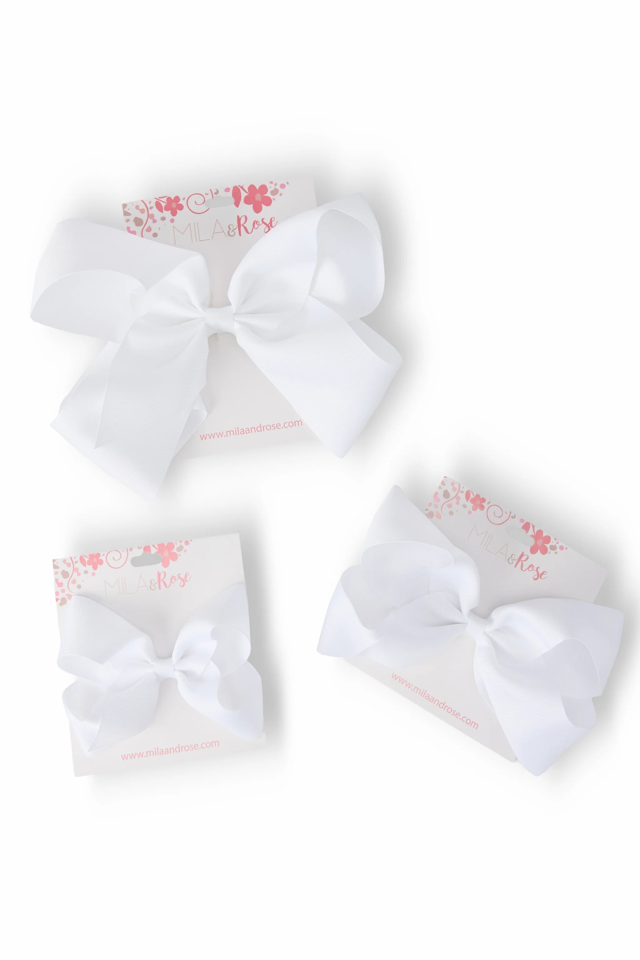 Mila & Rose White Grosgrain Hair Bow