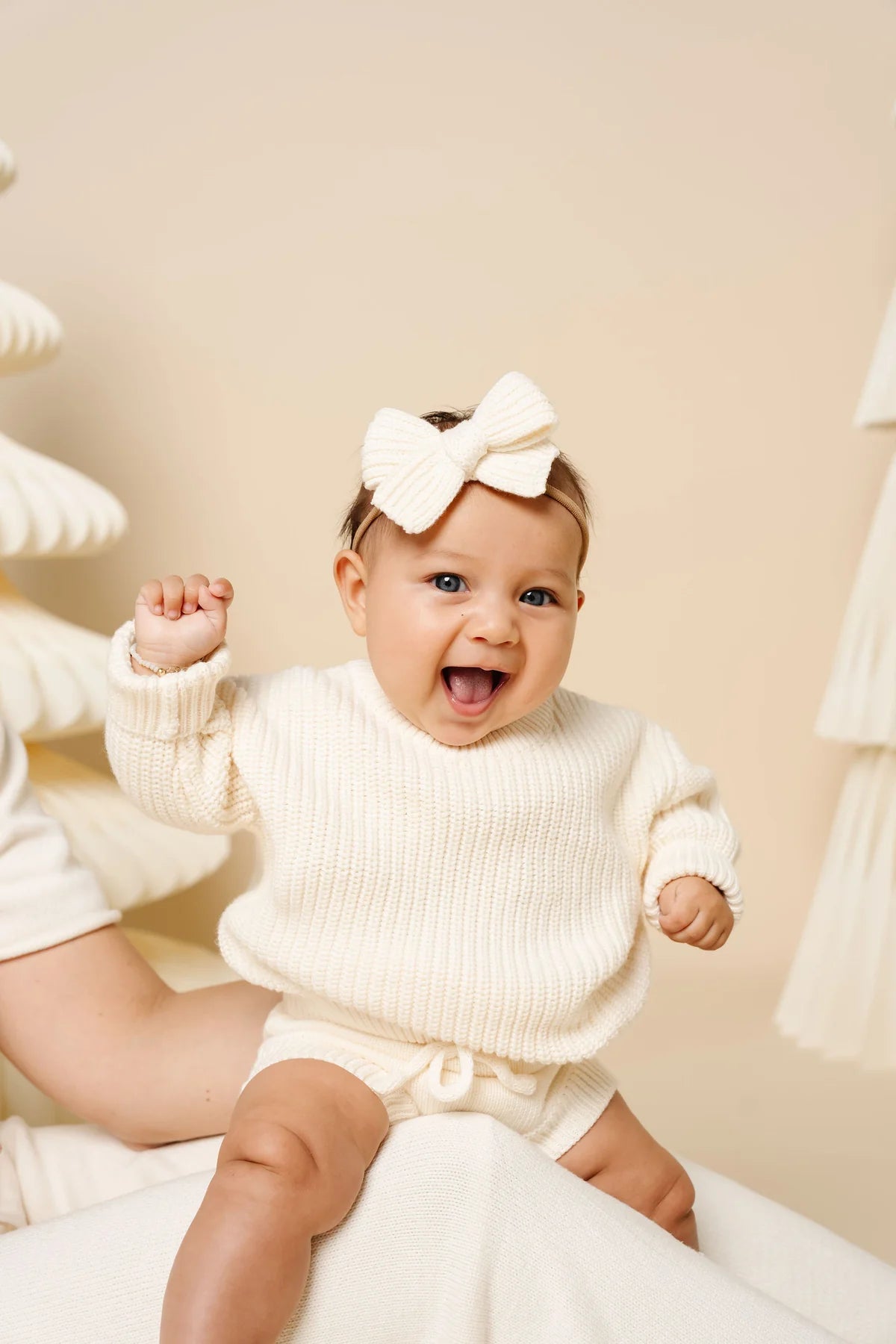 Model Wearing Lou Lou & Company Knit Chunky Sweater - Ivory