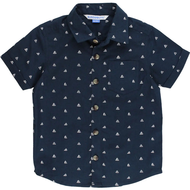 Navy Sailboats Button Down Shirt