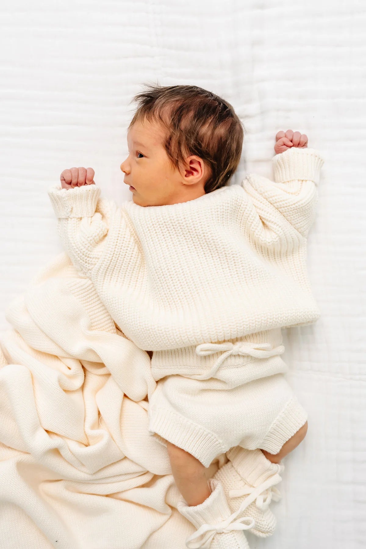 Model Wearing Lou Lou & Company Knit Bummie - Ivory