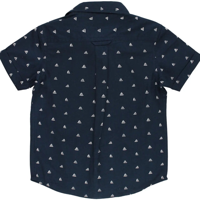 Navy Sailboats Button Down Shirt