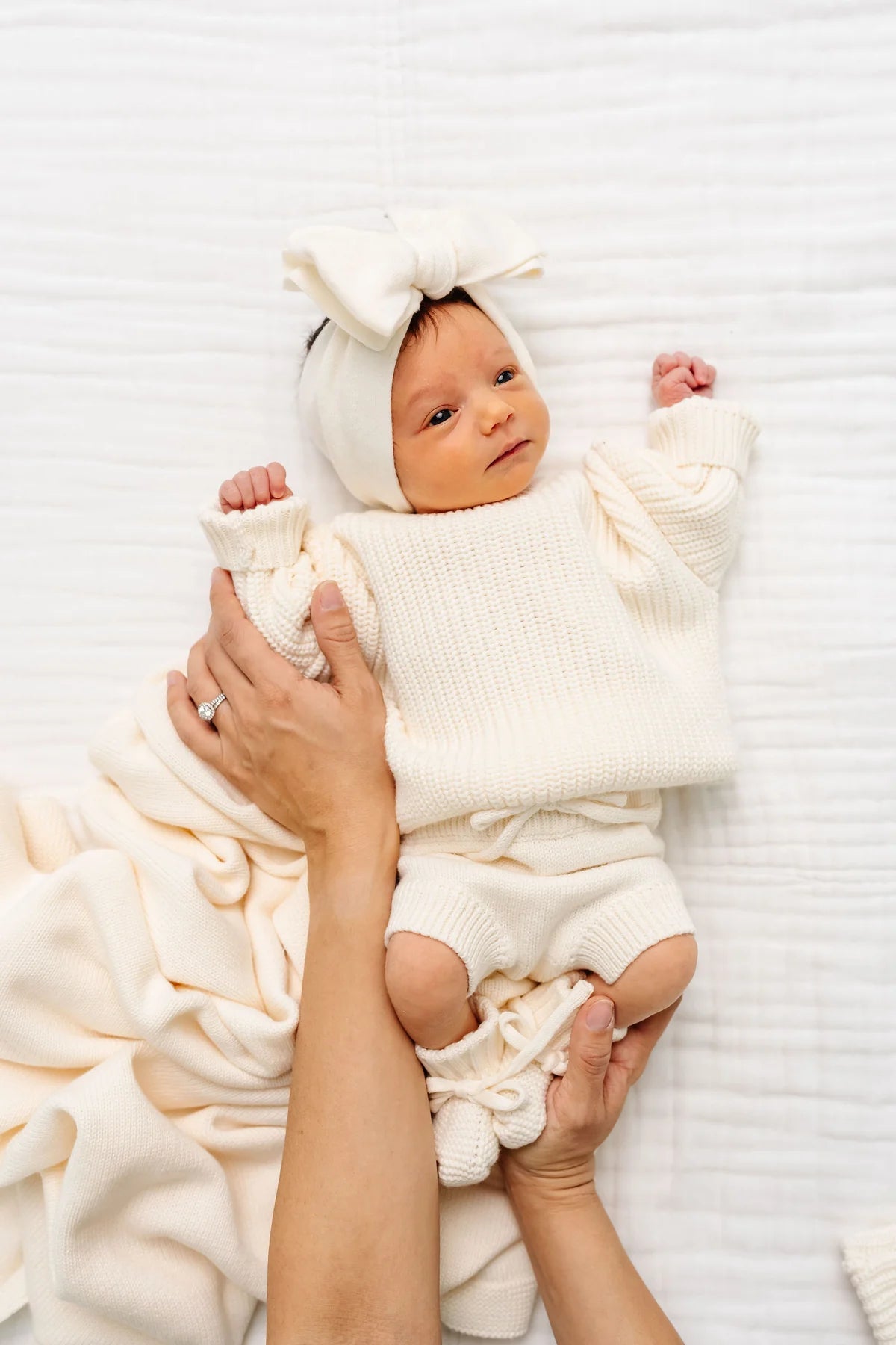 Model Wearing Lou Lou & Company Knit Bummie - Ivory