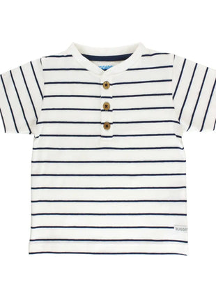 White & Navy Striped Henley