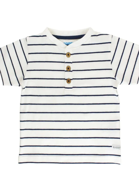 White & Navy Striped Henley