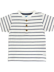 White & Navy Striped Henley