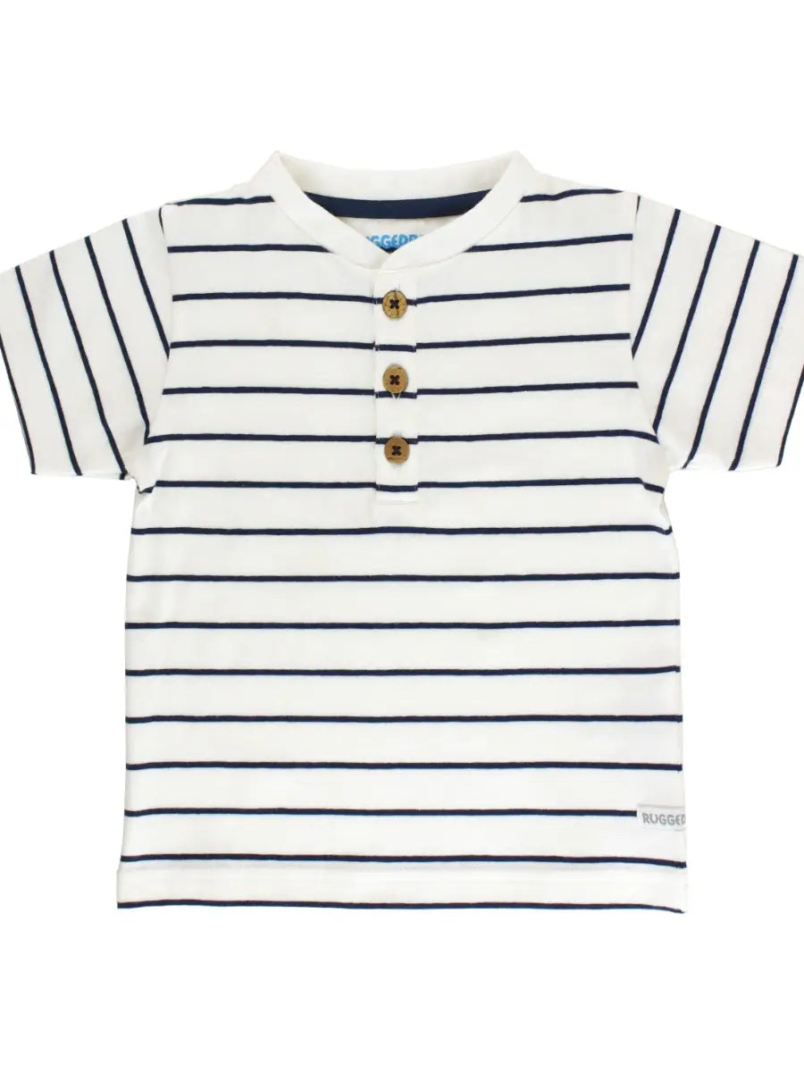 White & Navy Striped Henley