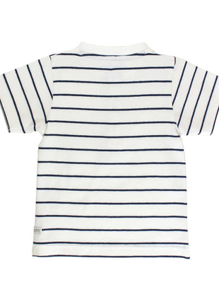 White & Navy Striped Henley